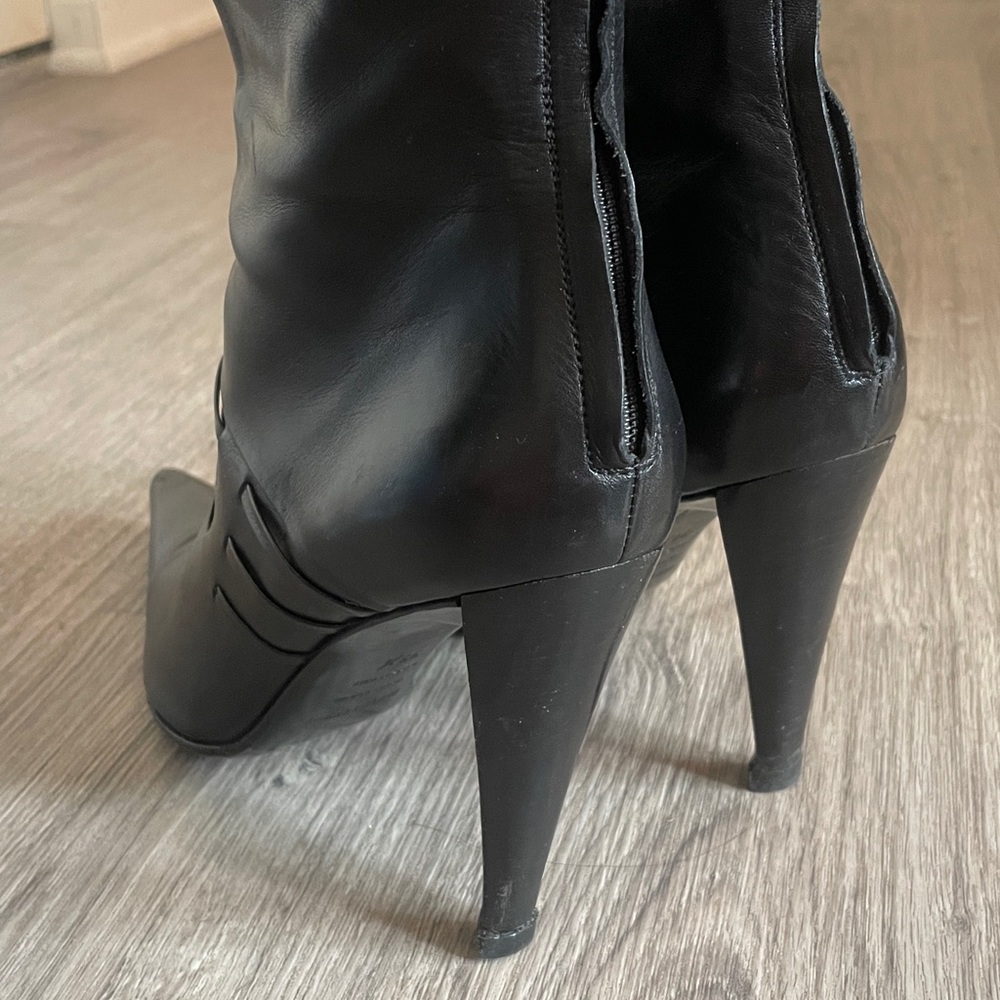 Sergio Rossi Black Leather Pointy Toe High Heel‎ Boots Size 38.5 - Picture 6 of 14